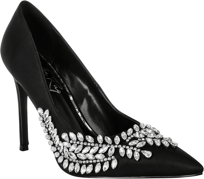 Rhinestones Embellished Satin Stiletto Pumps Women