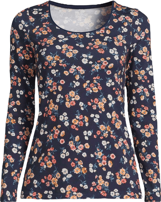 Women's Lightweight Jersey Skimming Long Sleeve Scoop Neck T-shirt