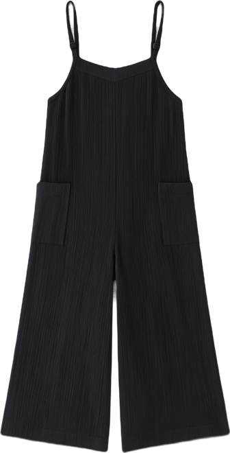 Juniors' Crinkled Premium Cropped Surf Jumpsuit