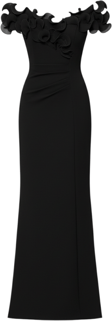 Women's Ruffled-Off-The-Shoulder Crepe Gown