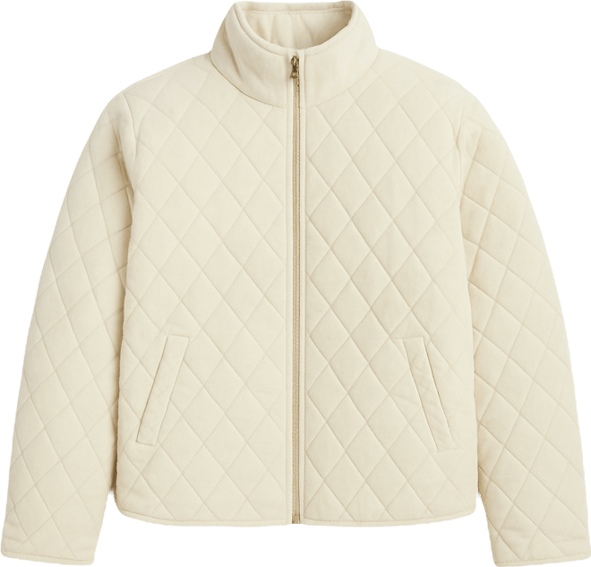 Juniors' Quilted Corduroy Zip-Front Coat