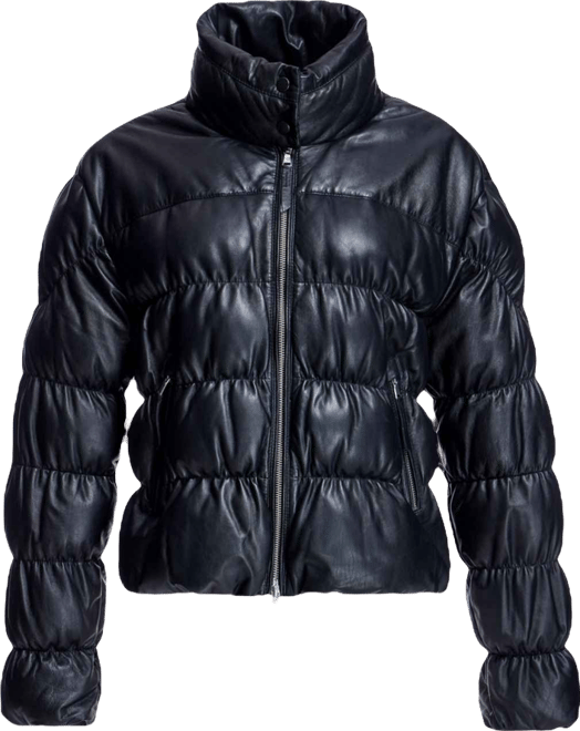 Women's Ruched Horizontal Leather Jacket