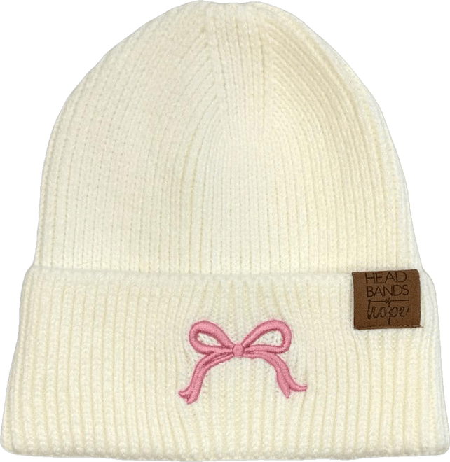 Women's Embroidered Bow Beanie