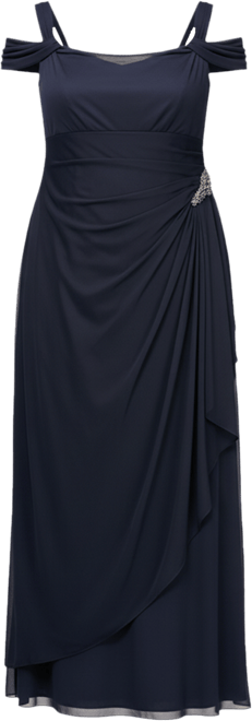 Plus Size Draped Cold-Shoulder Dress