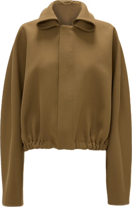 Roll Neck Bomber Jacket In Dark Camel