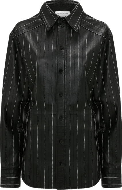 Victoria Beckham【関税送料込＆VIP価格】ウールブレザー Leather Shirt In Black-Ivory – Victoria Beckham Int