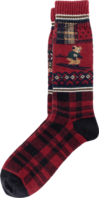 Men's Holiday Patchwork Ribbed Cuff Socks