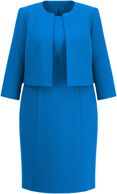 Plus Size Open-Front Collarless Jacket and Sheath Dress Suit Set