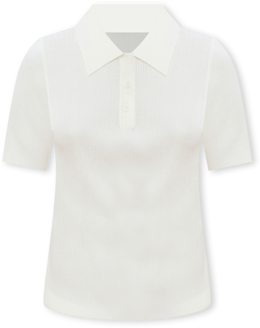 Women's Short-Sleeved Polo-Neck Sweater