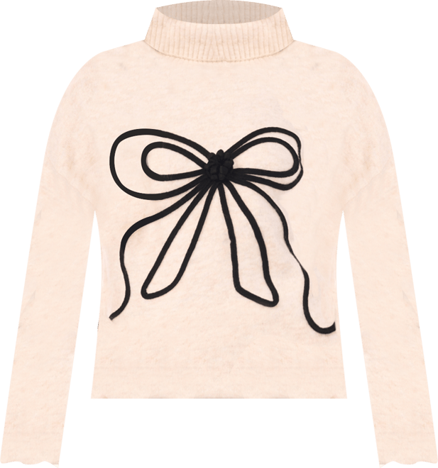 Women's Embroidered Ribbon Turtleneck Sweater