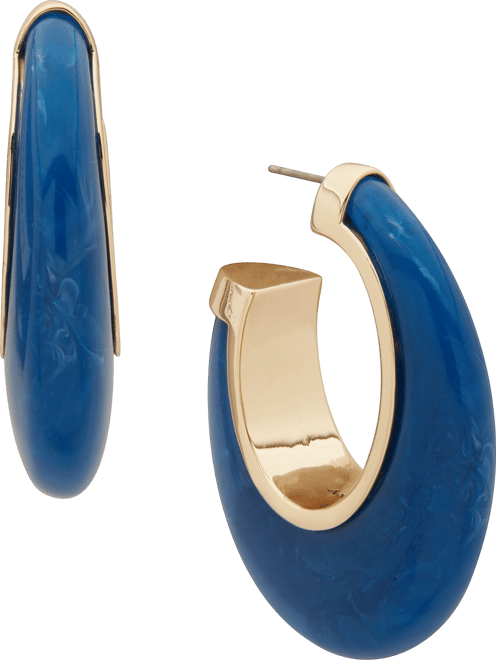 Open Blue Resin Hoop Earrings