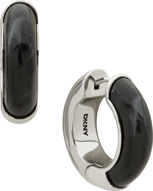 Half Resin Jet Hoop Earrings