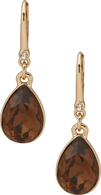 Faceted Stone Gold-Tone Teardrop Earrings