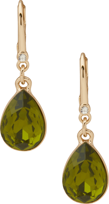 Faceted Stone Gold-Tone Teardrop Earrings