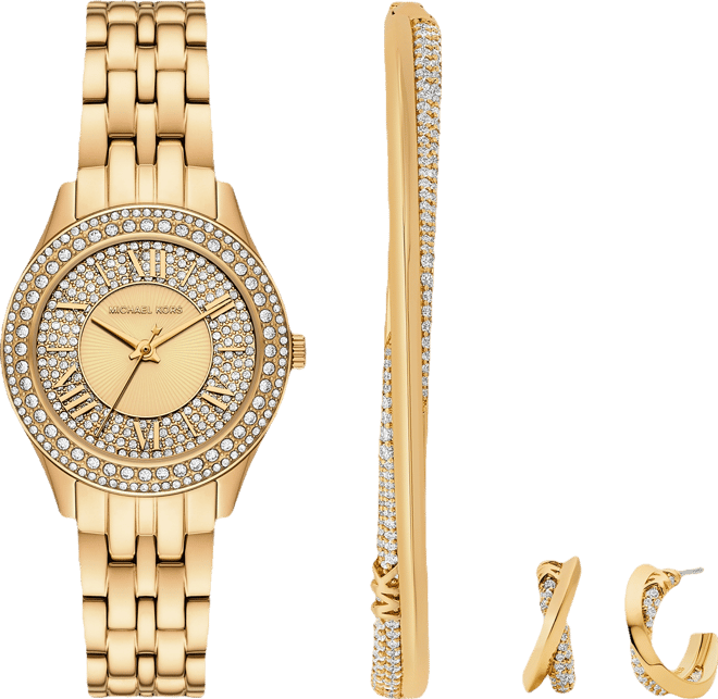 Women's Harlowe Three-Hand Gold-Tone Stainless Steel Watch Set, 33mm
