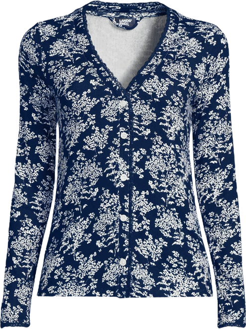 Women's Pointelle Long Sleeve Sleep Cardigan