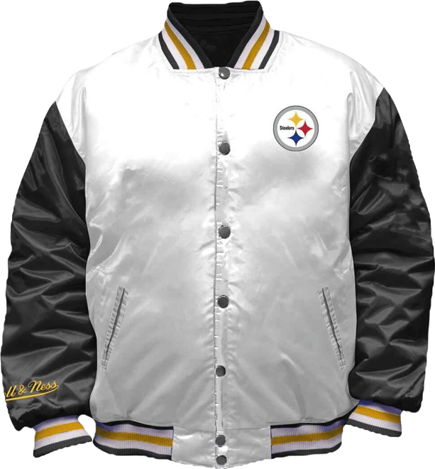 Women's White Pittsburgh Steelers Plus Size Full-Snap Satin Jacket