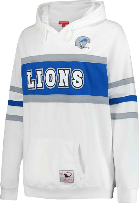 Women's White Detroit Lions Plus Size Head Coach Throwback Pullover Hoodie