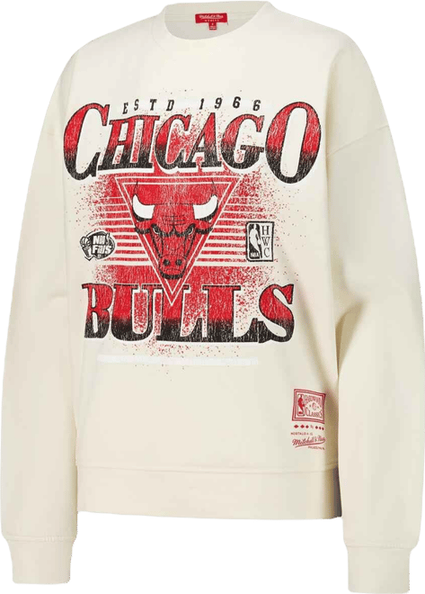 Women's Cream Chicago Bulls Oversprayed Pullover Sweatshirt