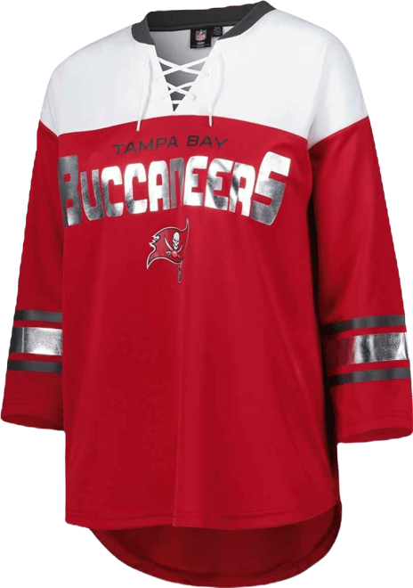 Women's Red/White Tampa Bay Buccaneers Double Team 3/4-Sleeve Lace-Up T-Shirt
