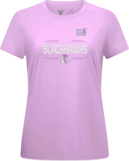 Women's Connor Bedard Lavender Chicago Blackhawks Hockey Fights Cancer Anthem Name Number T-Shirt