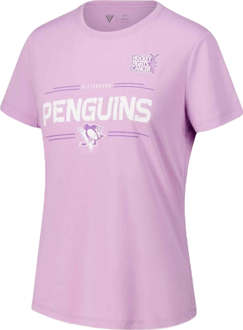 Women's Sidney Crosby Lavender Pittsburgh Penguins Hockey Fights Cancer Anthem Name Number T-Shirt