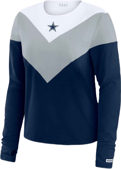 Women's Navy Dallas Cowboys Plus Size Chevron Tri-Blend Long Sleeve T-Shirt