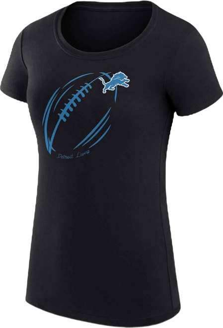 Women's Black Detroit Lions Super-Slim Fit Lightweight Subtle Football T-Shirt