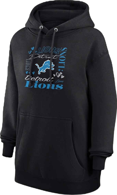 Women's Black Detroit Lions Collage Graphic Fleece Pullover Hoodie