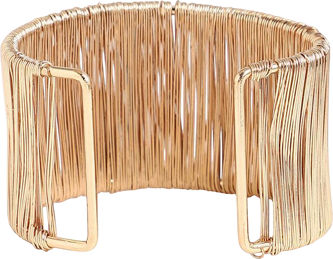 Women's Gold Ribbed Wire Cuff Bracelet
