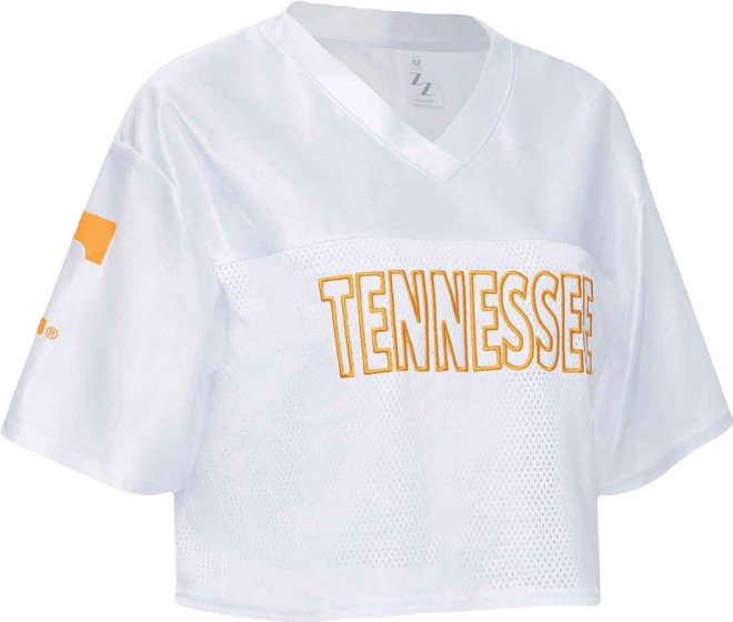 Women's White Tennessee Volunteers Mesh Cropped V-Neck T-Shirt