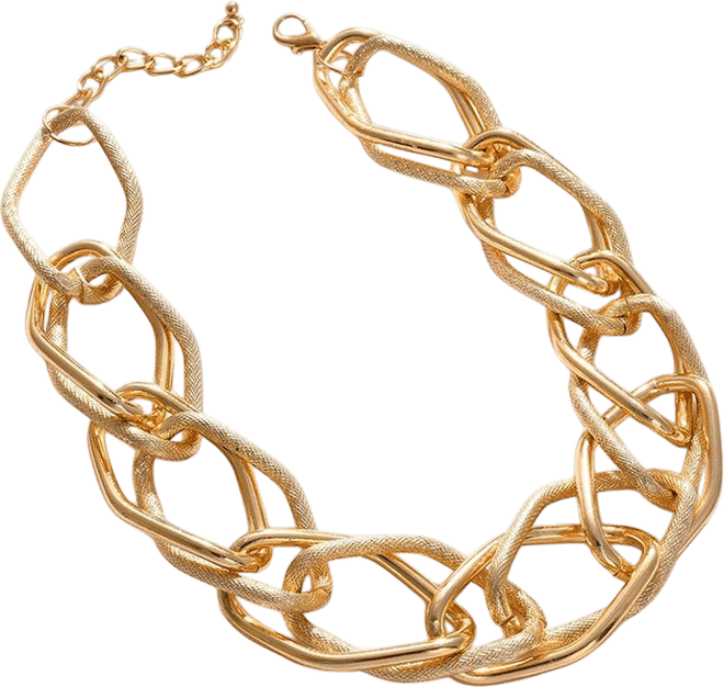 Women's Gold Metallic Chainlink Necklace