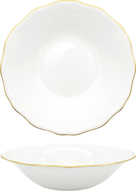 Amelie Brushed Gold Rim Set of 2 Soup/Pasta Bowl