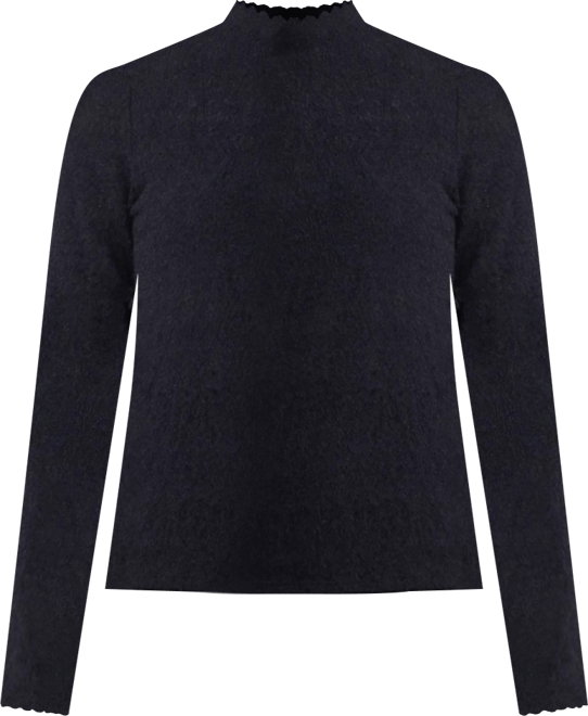 Women's Long Sleeve Brushed Lace Mock Neck Top