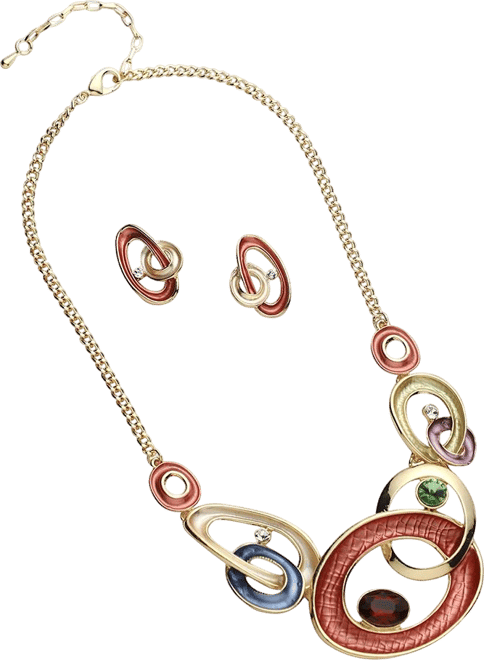 Women's Circular Cluster Jewellery Set