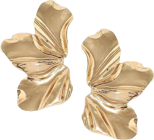 Women's Gold Metallic Flora Drop Earrings
