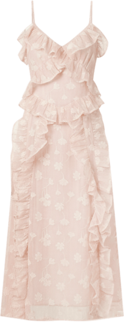 Women's Ruffle Front V-Neck Strappy Midi Dress