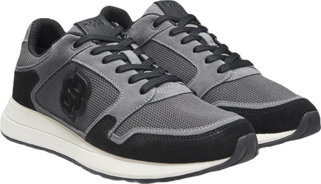 Boss by  Men's Double B Monogram Suede Trainers Shoes