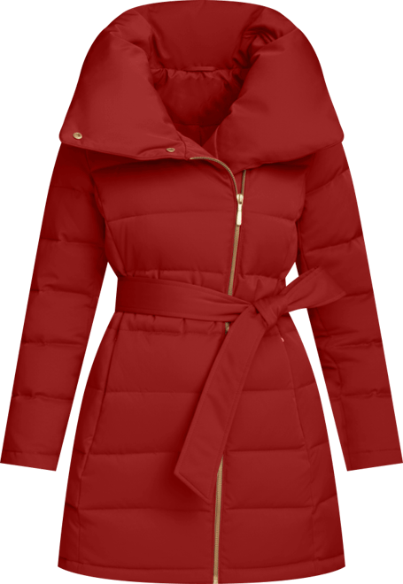Women's Belted Asymmetric Puffer Coat