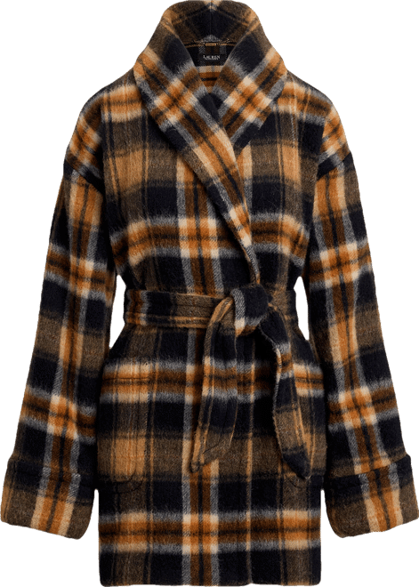 Women's Plaid Shawl Collar Wrap Jacket