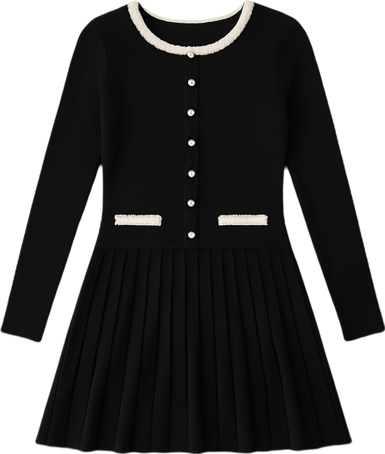 Juniors' Long Sleeve Crew Neck Sweater Dress