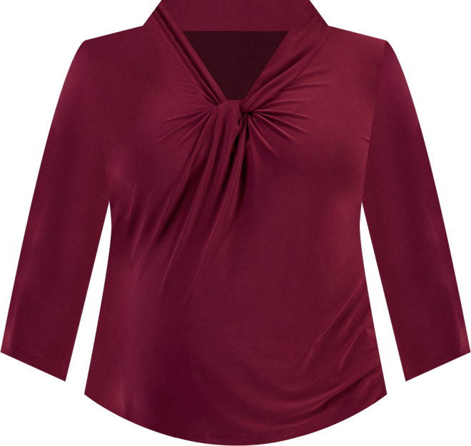 Plus Size Twist-Neck 3/4-Sleeve Top