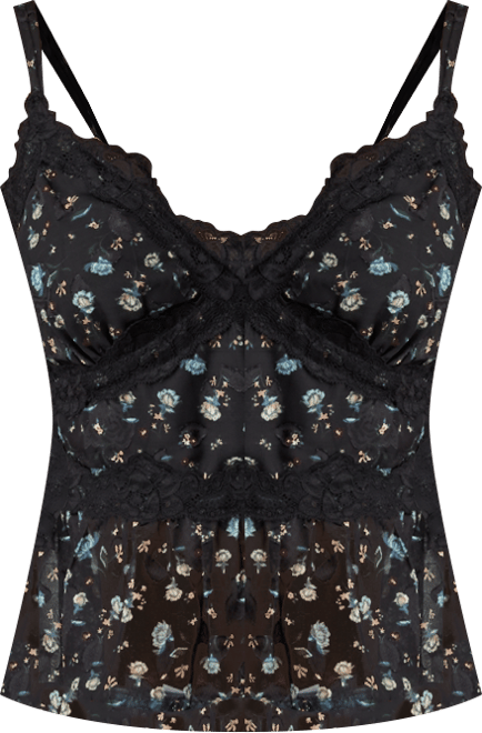 Petite Floral Lace-Trim V-Neck Tank, Macy's Exclusive