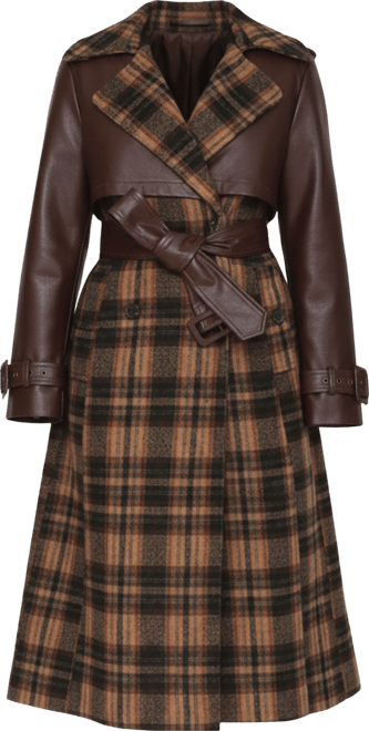 Women's Plaid Oversized Maxi Trench Coat