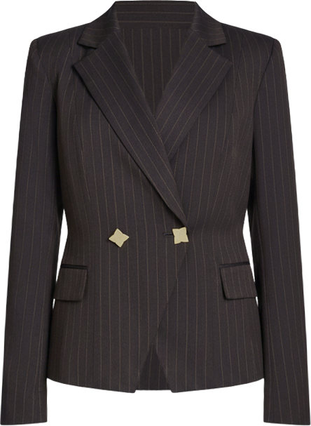 Women's Pinstripe Peak Lapel Notch Collar Jacket