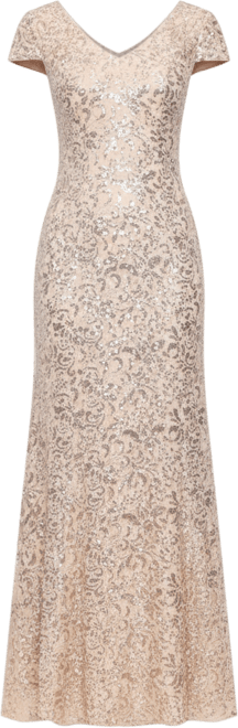 Women's V-Neck Short Sleeves Fit & Flare Long Dress