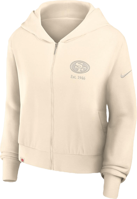 Women's Cream San Francisco 49ers Glory Cropped Full-Zip Hoodie