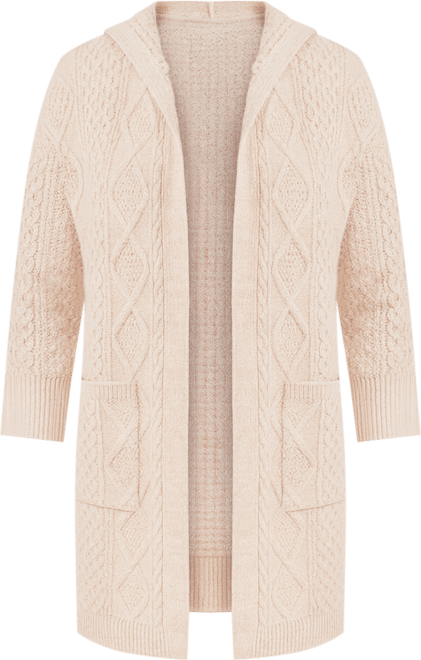 Plus Size Chunky Open-Front Cable-Knit Cardigan, Macy's Exclusive