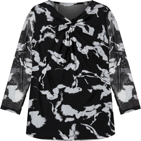 Women's Twist-Neck Printed Mesh Top, Macy's Exclusive