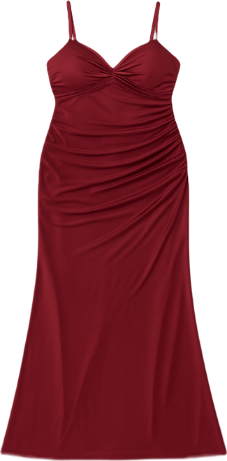 Trendy Plus Size Twist-Front Ruched Satin Gown